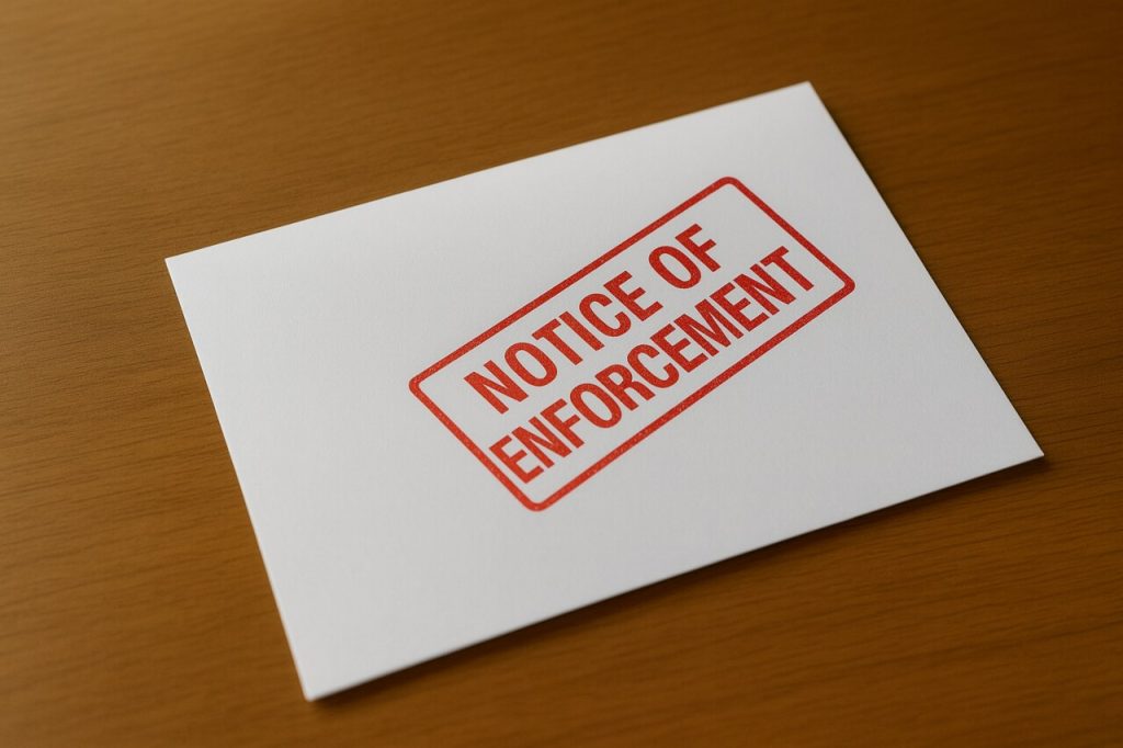 CRAR notice of enforcement