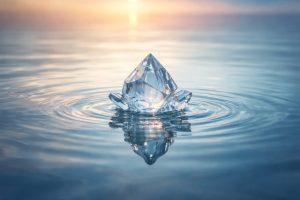 Crystal floating on water